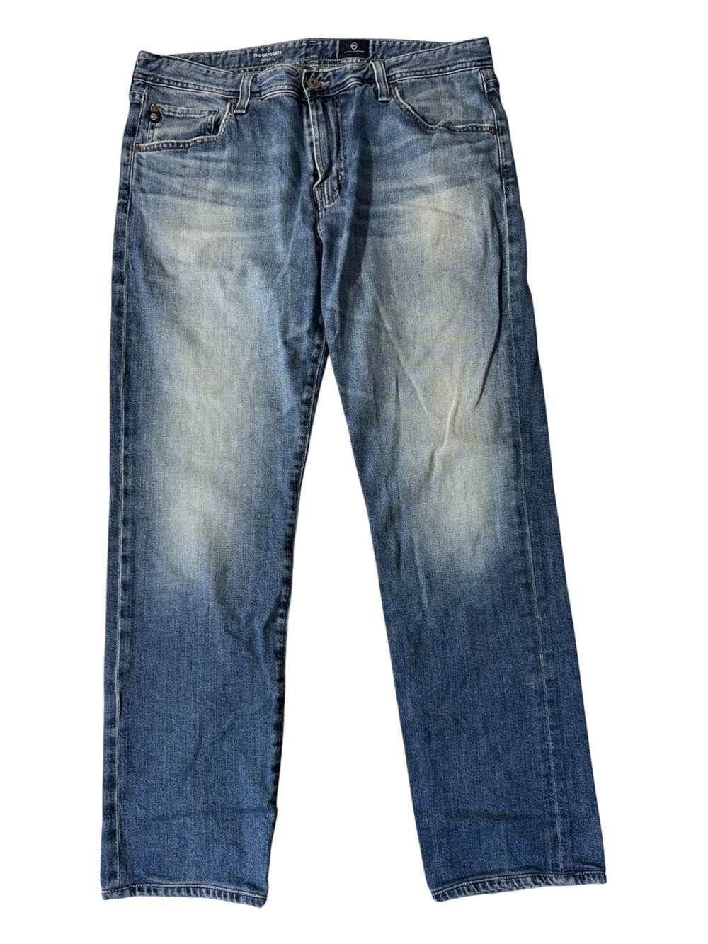 Adriano Goldschmied mens 36x30 graduate tailored light wash denim blue jeans